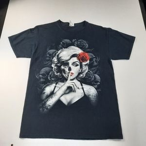 Vintage Fruit Of The Loom Tattooed Marilyn Monroe Rose Skeleton Medium